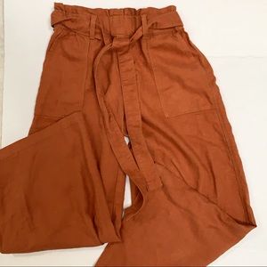 Blank MYC Linen Blend High-Rise Burnt Orange Pants